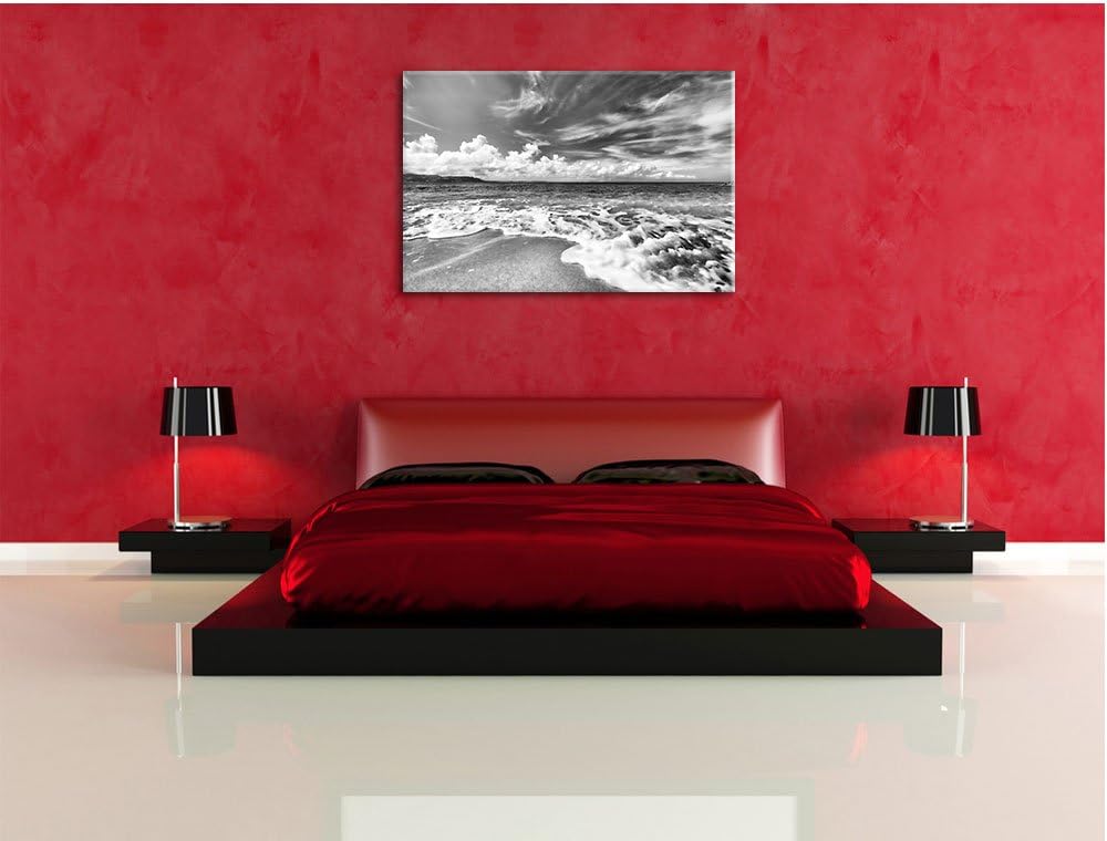 Pixxprint Sand Strand / 100x70cm Leinwandbild bespannt auf Holzrahmen/Wandbild Kunstdruck Dekoration