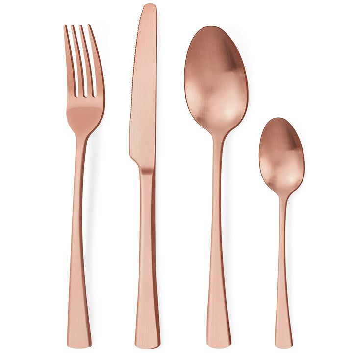 Bestdin Besteck Set 6 Personen, 24 teilig Edelstahl Besteckset Roségold Matt Essbesteck Set mit Mess
