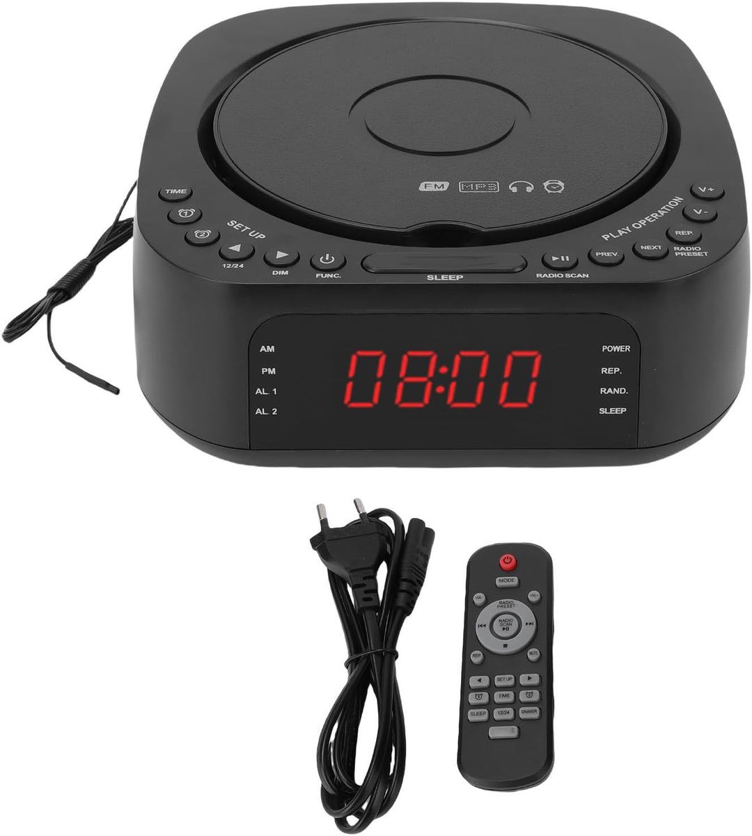 Ejoyous Radiowecker mit CD Player, Tragbar Weckerradio Bluetooth Radio Wecker mit Mehreren Weckzeite