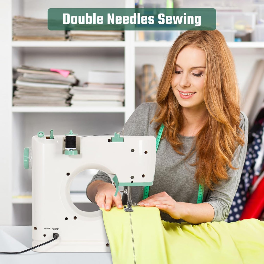 Todeco Nähmaschine für Anfänger und Kinder, 16 Stichmuster, Doppelte Nadel und doppelter Faden, Nähm