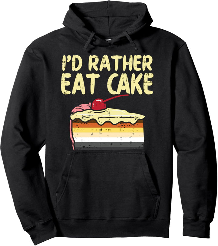I'd Rather Eat Cake LGBTQ Gay Bear Flag Gay Pride Men Pullover Hoodie