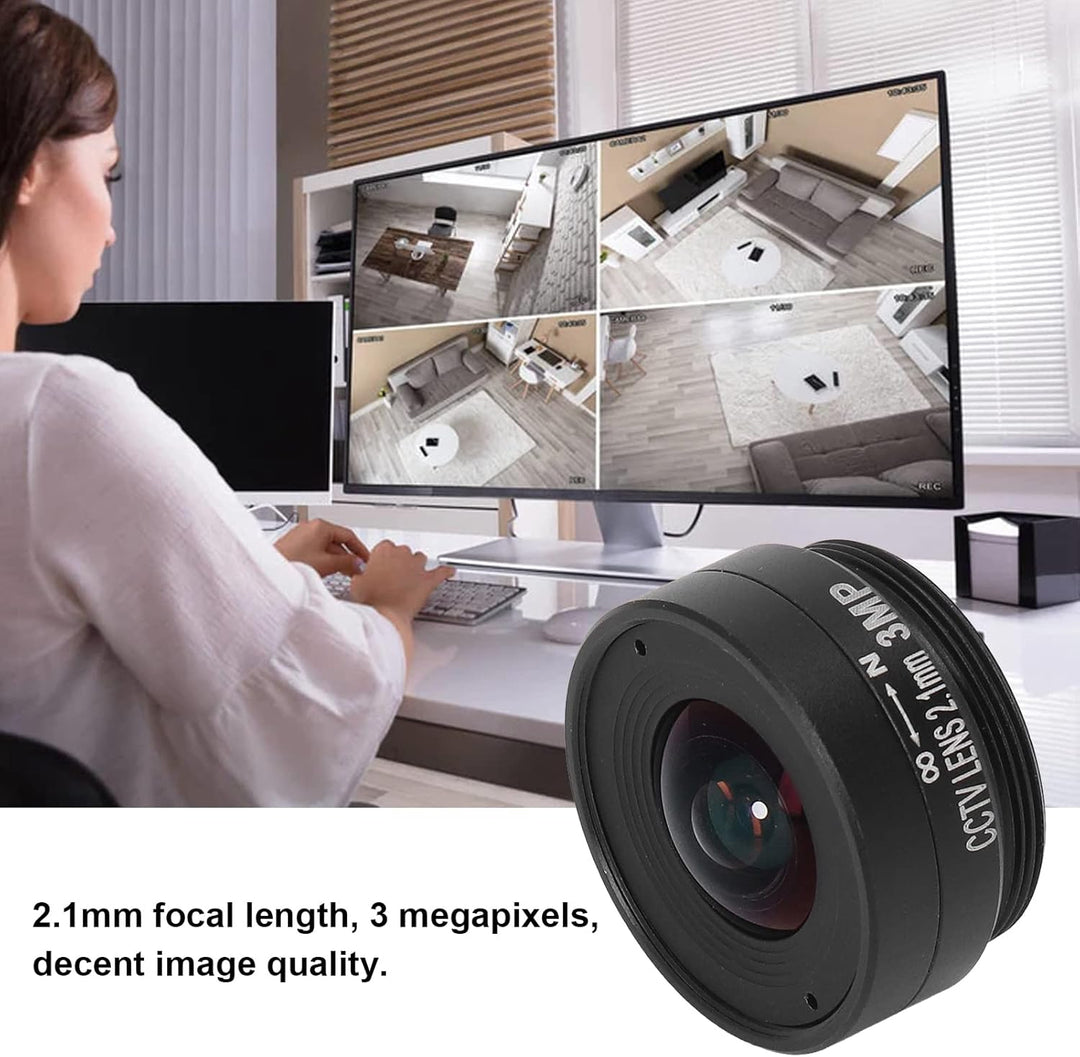 2,1 Mm 3MP CS-Mount-Objektiv, Weitwinkel-CCTV-Kameraobjektiv aus Aluminiumlegierung Für Heimüberwach