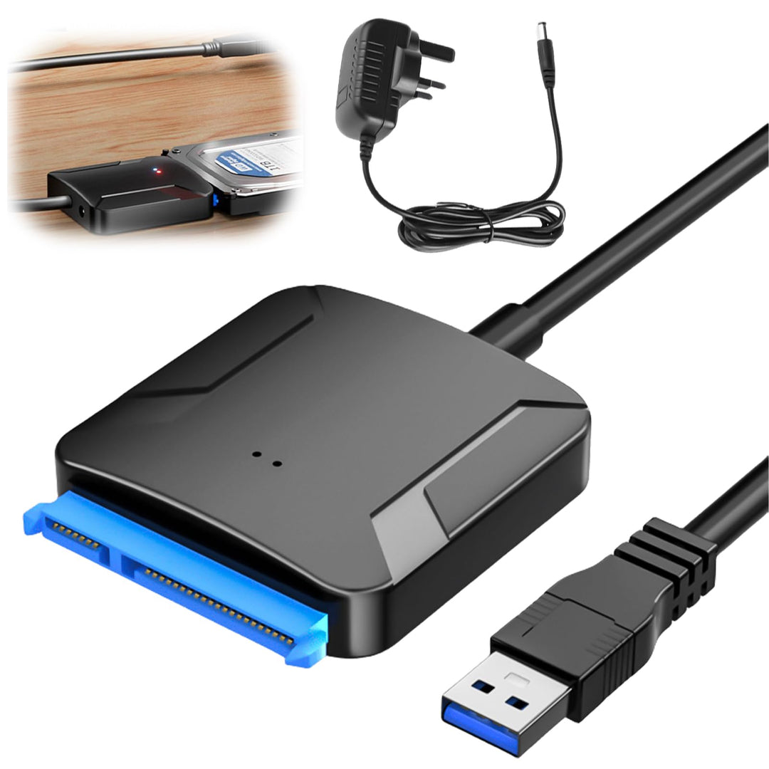 USB 3.0 auf SATA Adapter, USB 3.0 auf SATA III Festplattenadapter mit 12 V/2 A Netzadapter für 2,5 Z