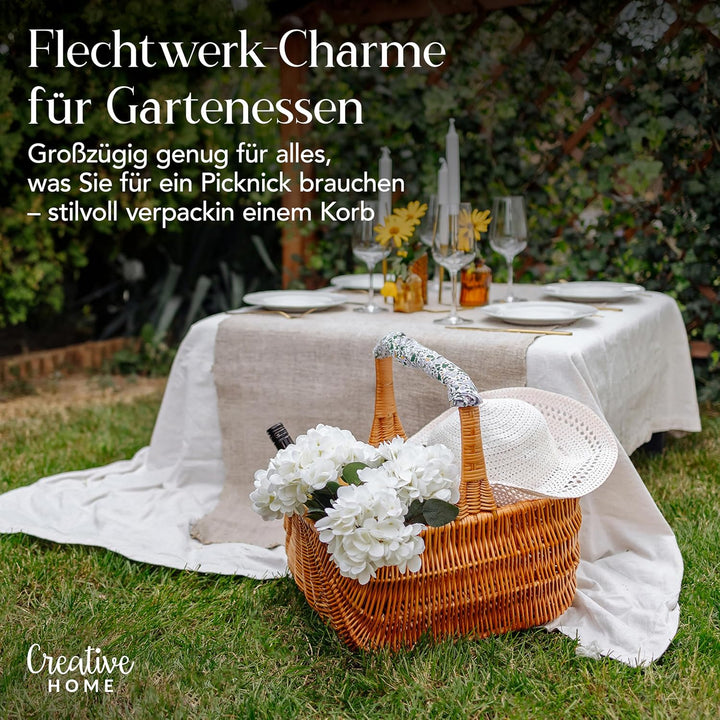 Creative Home Holländischer Einkaufskorb Weidenkorb mit Henkel Picknickkorb | 42 x 32 x 40 cm (+/- 1