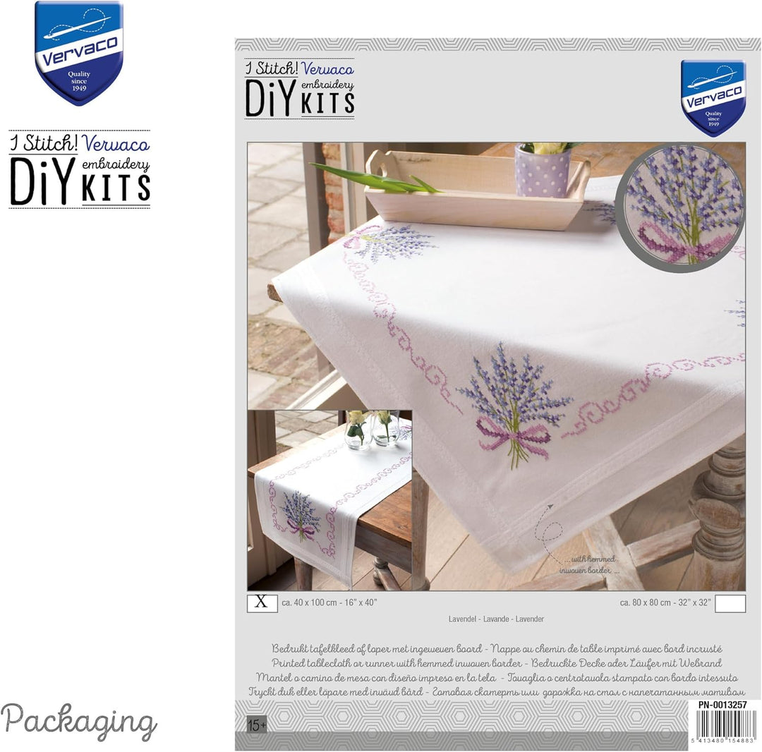 Vervaco Stickpackung/Läufer im vorgedruckten/vorgezeichneten Kreuzstich, Lavendel