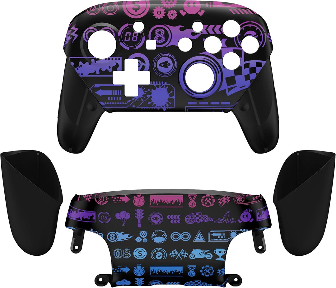 eXtremeRate Full Gehäuse Set kompatibel mit Nintendo Switch Pro Controller, DIY-Ersatz Front Hülle/B