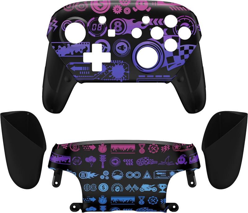 eXtremeRate Full Gehäuse Set kompatibel mit Nintendo Switch Pro Controller, DIY-Ersatz Front Hülle/B