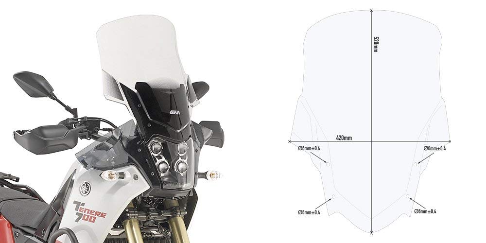 Windschild transparent, 520 mm hoch, 420 mm breit