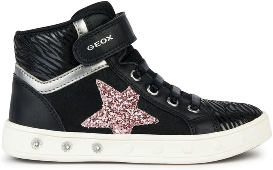 Geox Mädchen J Skylin GirlSneaker 29 EU Black Dk Pink, 29 EU Black Dk Pink
