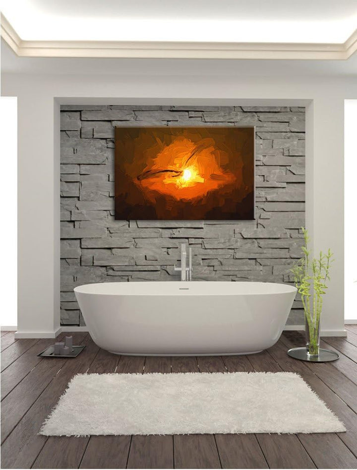 Pixxprint Möwe fliegt in den Sonnenuntergang als Leinwandbild/Grösse: 100x70 cm/Wandbild/Kunstdruck/