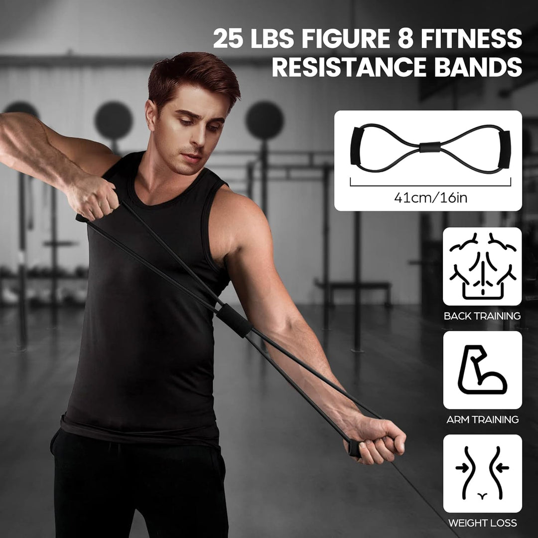 Odoland Resistance Bands Gymnastikband Widerstandsband Set mit Trainingsguide: 5X Expander Tubes, 4