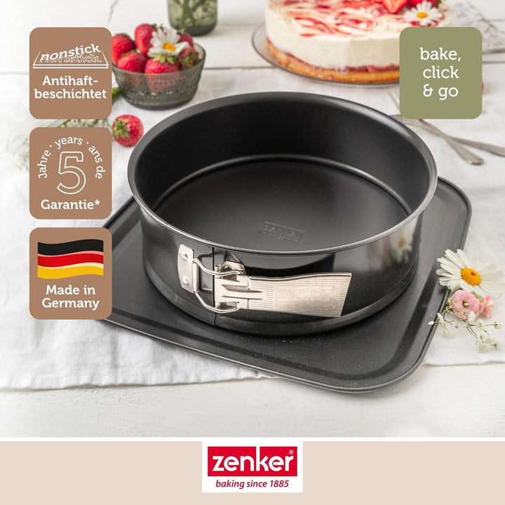 Zenker Bake, Click & Go 24er Springform – ⌀ 24 x 8 cm – Backform mit separat erhältlichem Deckel für