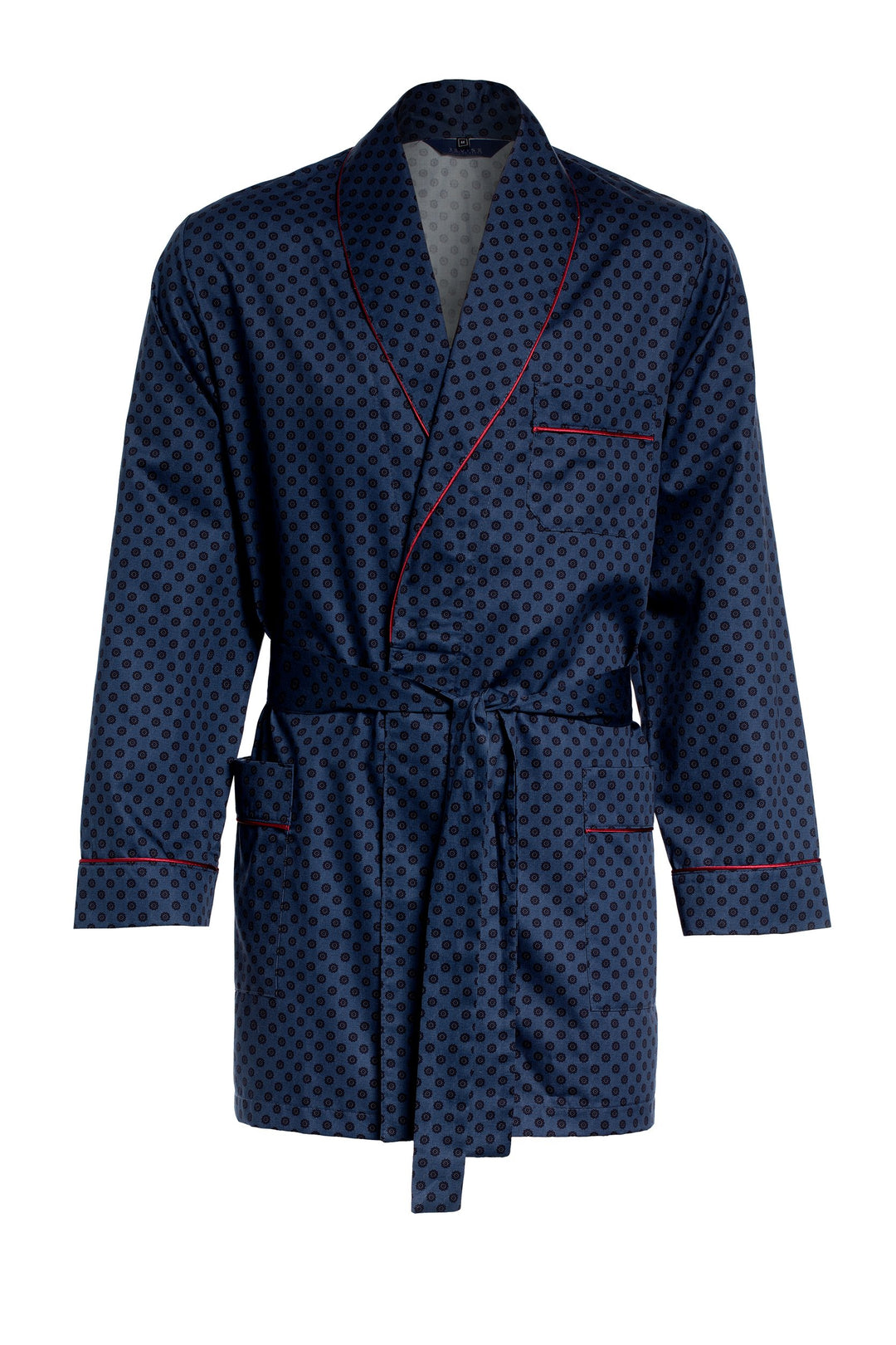 Herren Morgenmantel – kurz – Bademantel Revise RE-509 - Elegant - 100% Baumwolle XL Dunkelblau mit P