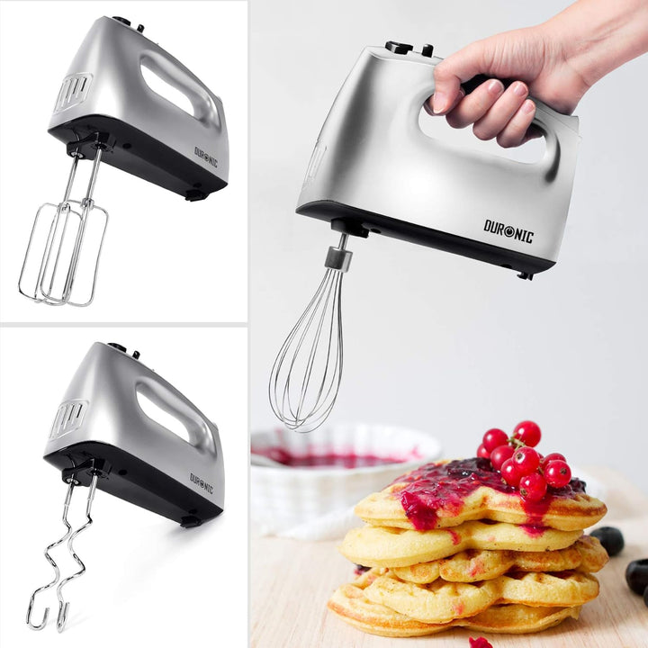 Duronic HM4 /SR elektrischer Handmixer | 400 Watt | Aufbewahrungsbox | Turbofunktion | Edelstahl | 2