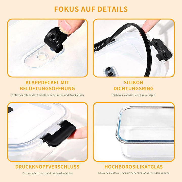 LNWSN 320ml Frischhaltedosen mit Deckel 12er Set, Versiegelter Vorratsdosen Glas mit Deckel aus Verd