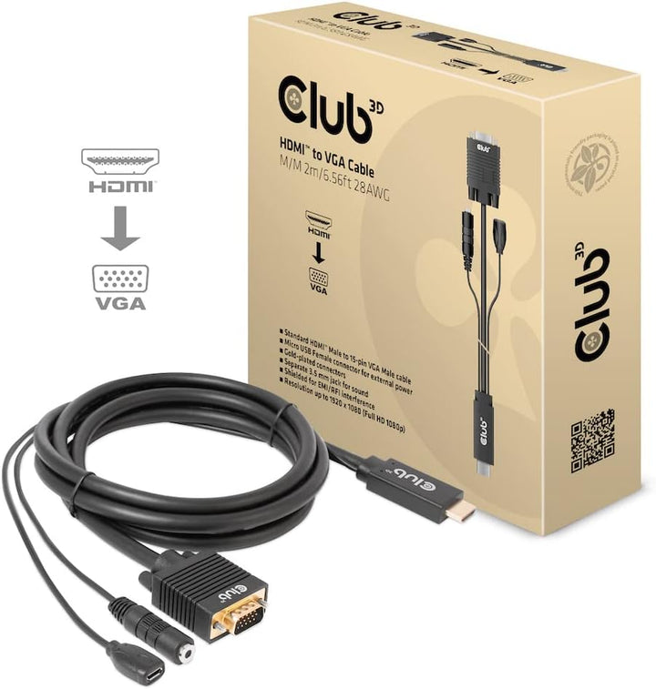 Club3D CAC-1712 HDMI™ auf VGA Kabel St./St. 2m 28AWG, CAC-1712