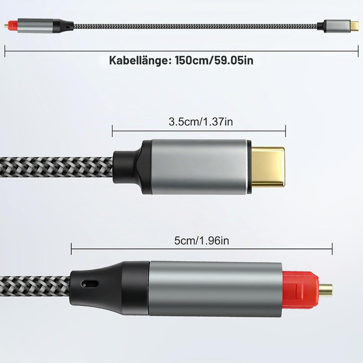 MEIRIYFA USB C auf Optisches Audiokabel, Unidirectional USB Typ C Male auf SPDIF Port Male Glasfaser