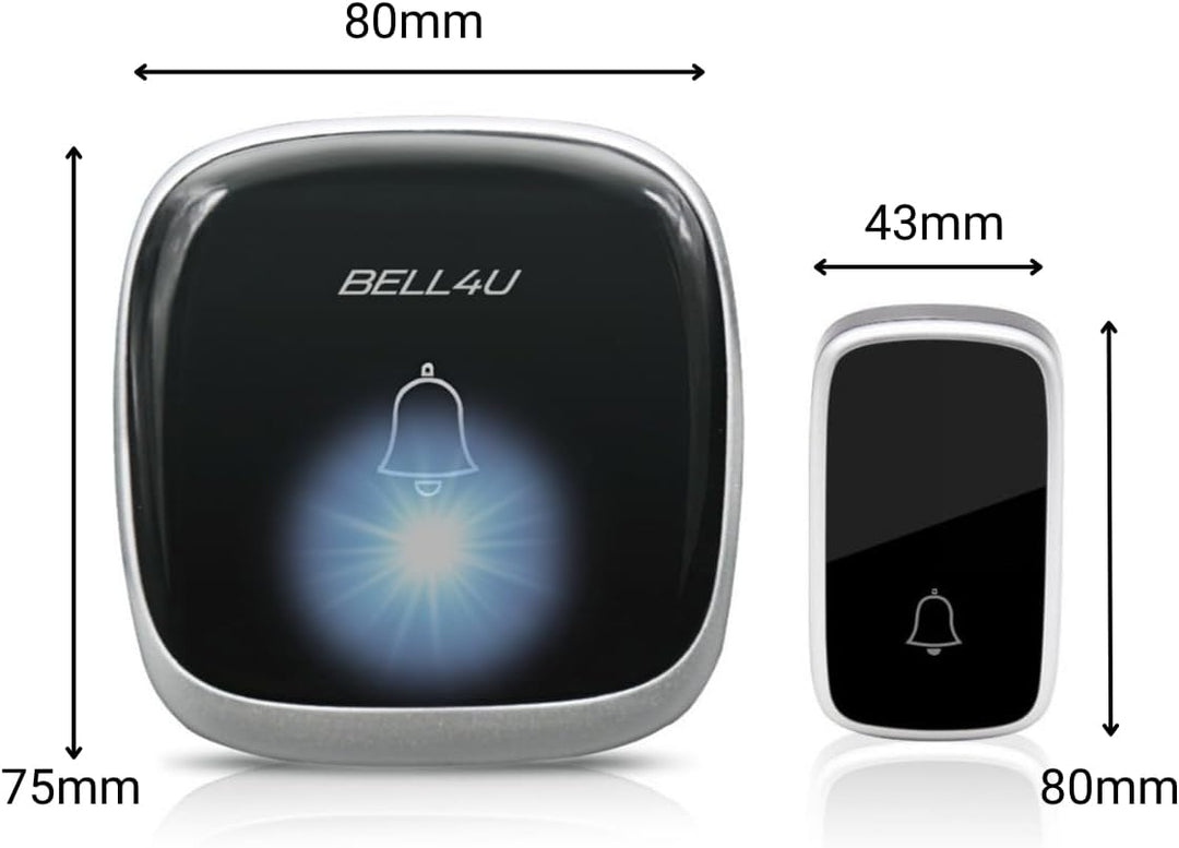 Haustürklingel Funk, Türklingel Funk Set, kabellos, ohne Batterie, Wasserdicht, mit 1 Plug-in-Empfän