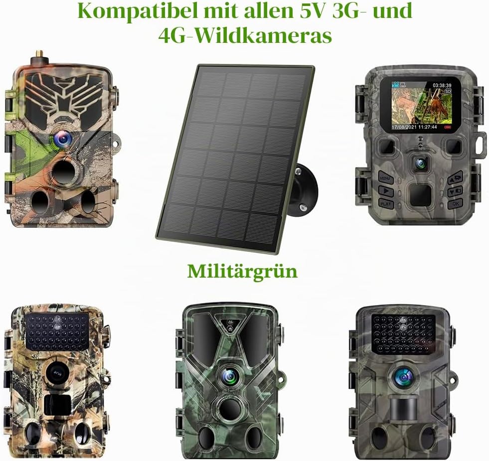 1Pack Solarpanel,3W/5V,Trail-Kameras,6000mAh Li-Ionen-Akku,Micro-USB/Typ-C/DC,Schnittstellen,IP66,ko