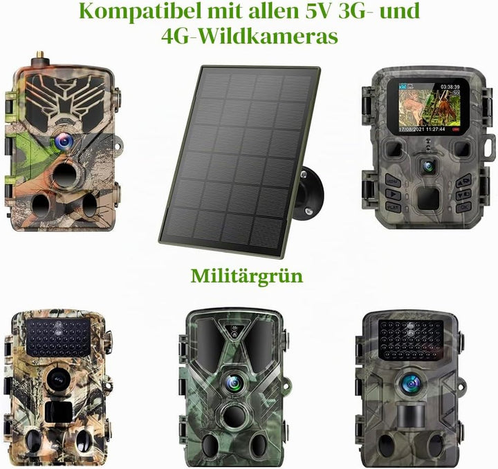 1Pack Solarpanel,3W/5V,Trail-Kameras,6000mAh Li-Ionen-Akku,Micro-USB/Typ-C/DC,Schnittstellen,IP66,ko