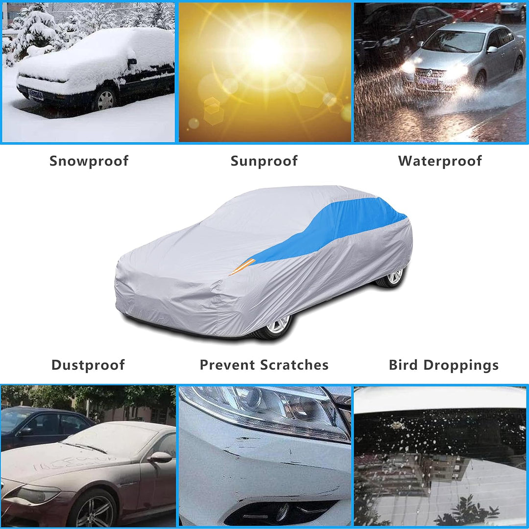 FSGRICH Abdeckung für Auto, wasserdicht, UV-beständig, staubdicht, Kratzfest, Schnee im Freien…, Sil