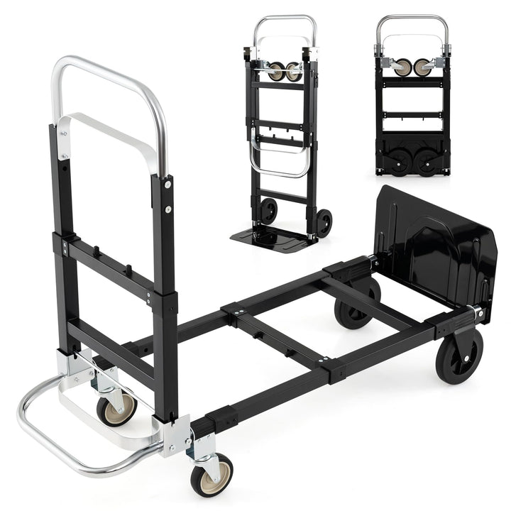 COSTWAY 2-in-1 Transportwagen Sackkarre klappbar, Handwagen mit Teleskopgriff &amp; Verstellbarer Länge,