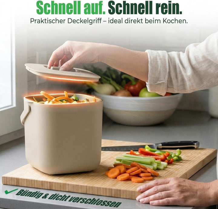 YourCasa® Biomülleimer Küche - 7L - Komposteimer für alltäglichen Biomüll Behälter - Spülmaschinenfe