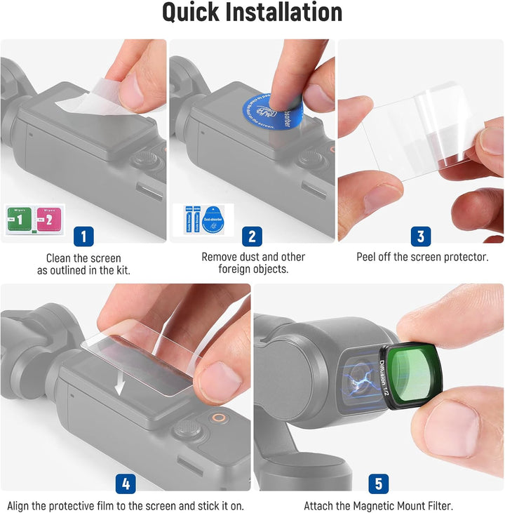 NEEWER Magnetischer Black Diffusion 1/2 Filter, kompatibel mit DJI Osmo Pocket 3, verbessert Filmauf
