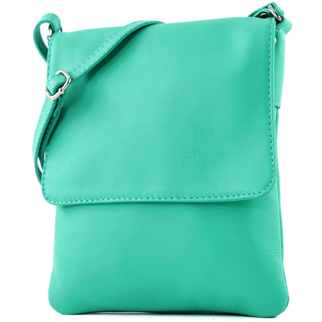 modamoda de - T34 - ital Damen Umhängetasche Schultertasche Klein Aquamarin, Aquamarin