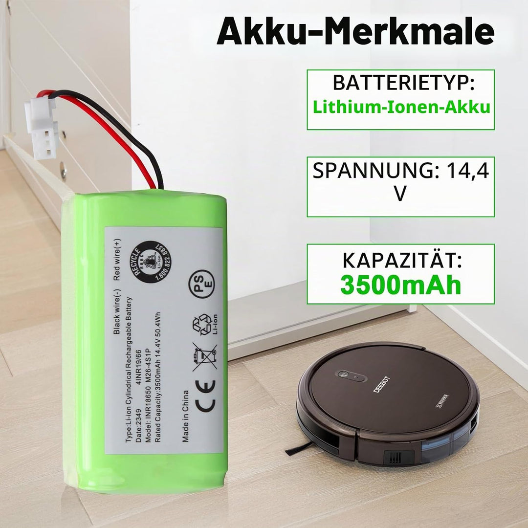 14,4 V 3500 mAh Ersatzakku für Ecovacs Deebot N79 N79S DN622, Li-Ionen-Akku kompatibel mit Tesvor 50