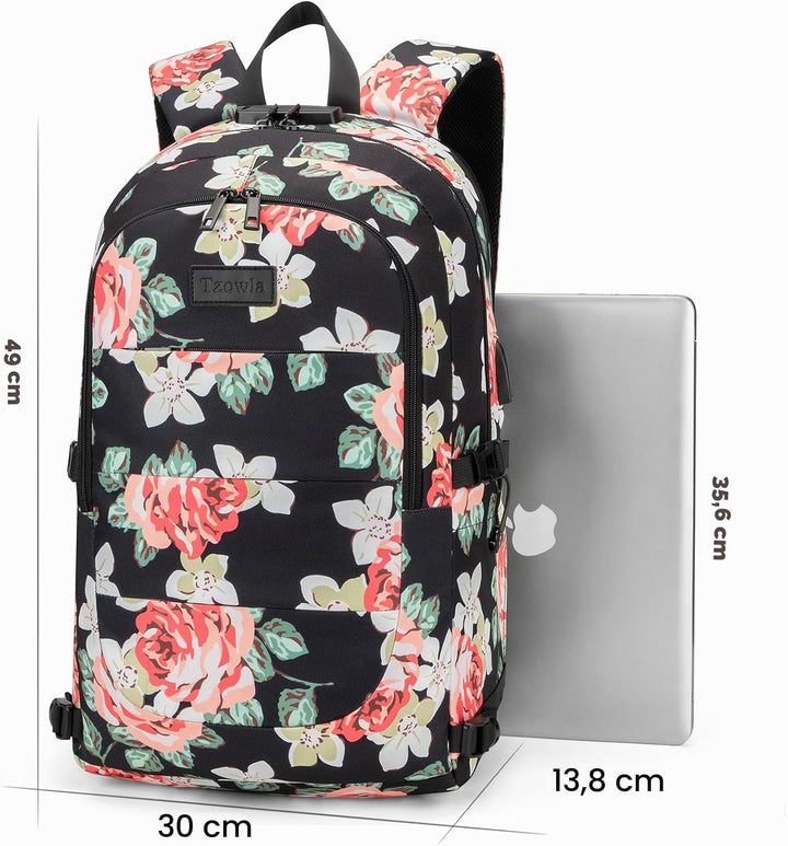 Tzowla Anti Diebstahl Laptop Rucksack für Herren,Rucksack Wasserdicht mit USB-Ladeanschluss und Schl