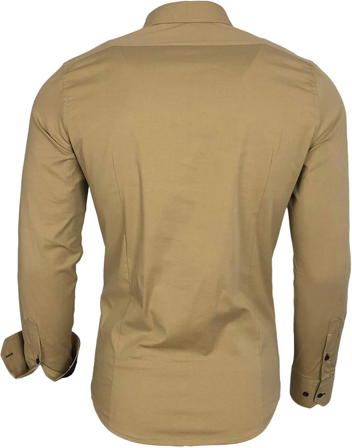 Baxboy Herren-Hemd Langarm/Business Freizeit Hochzeit/Bügelleicht/Slim-Fit/Anzug Kentkragen Hemd B-5