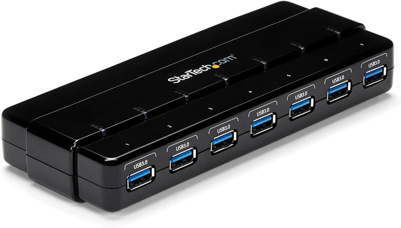 StarTech.com 7 Port USB 3.0 SuperSpeed Hub - USB 3 Hub Netzteil / Stromanschluss und Kabel - Schwarz