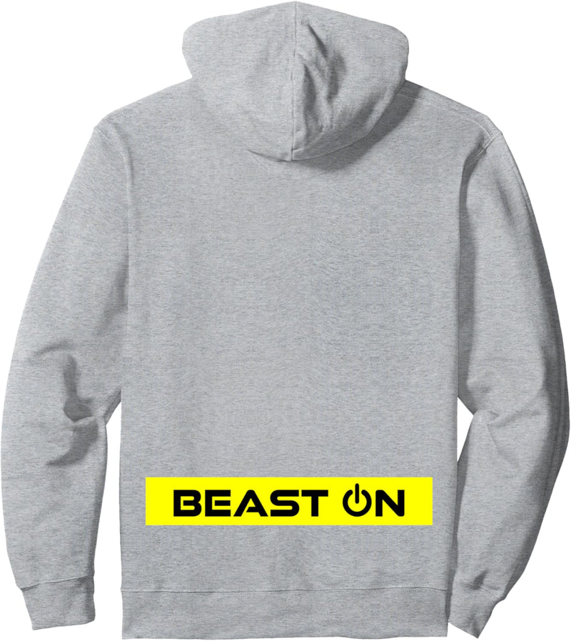 Beast ON Rücken Motiv gelbe Farbe Fitness Gym Motivation Pullover Hoodie