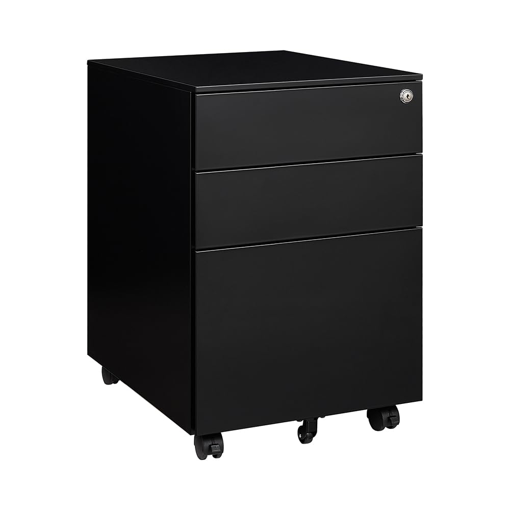Sightlife Rollcontainer mit 3 Schubladen, Abschliessbar Schublade unter Schreibtisch Container Schre