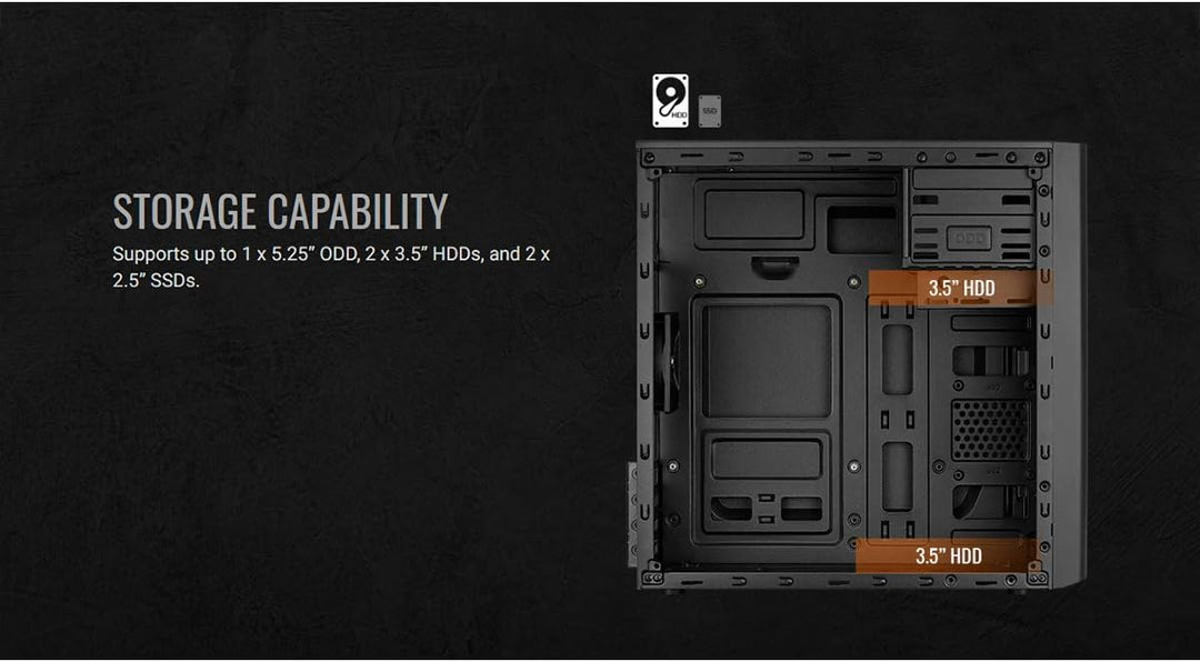 AeroCool CS103 - Micro ATX PC-Gehäuse, poliertes Aluminium, 80 mm Lüfter hinten schwarz única Schwar