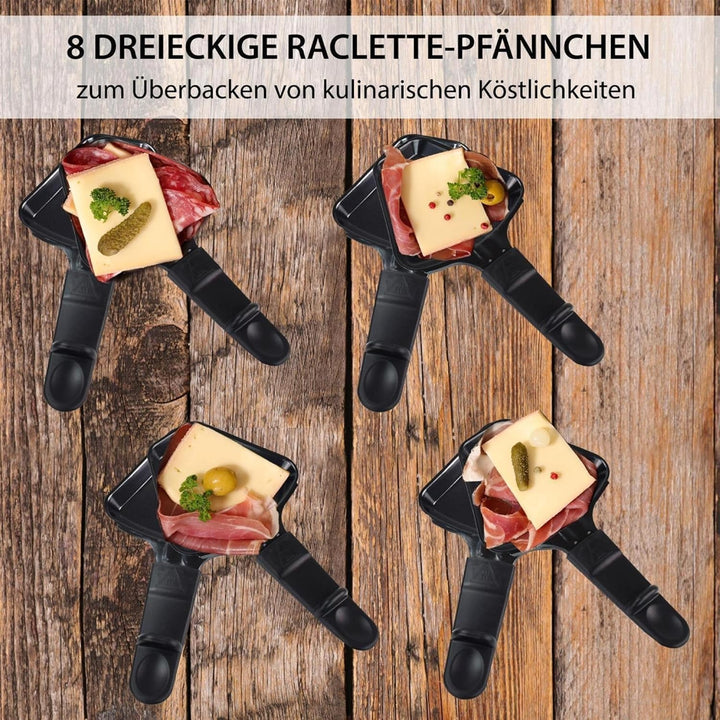 Syntrox Germany Raclette Wades 8 Personen, 1350W mit Fondue und Wechselplatten, Emailliertes Design