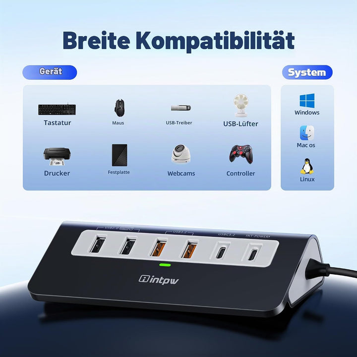 P9 PRO USB C Hub 10Gbps, 9-IN-1 Docking Station USB c mit HDMI 4K@60HZ, 3 USB 3.2 10Gbps Data, PD 10