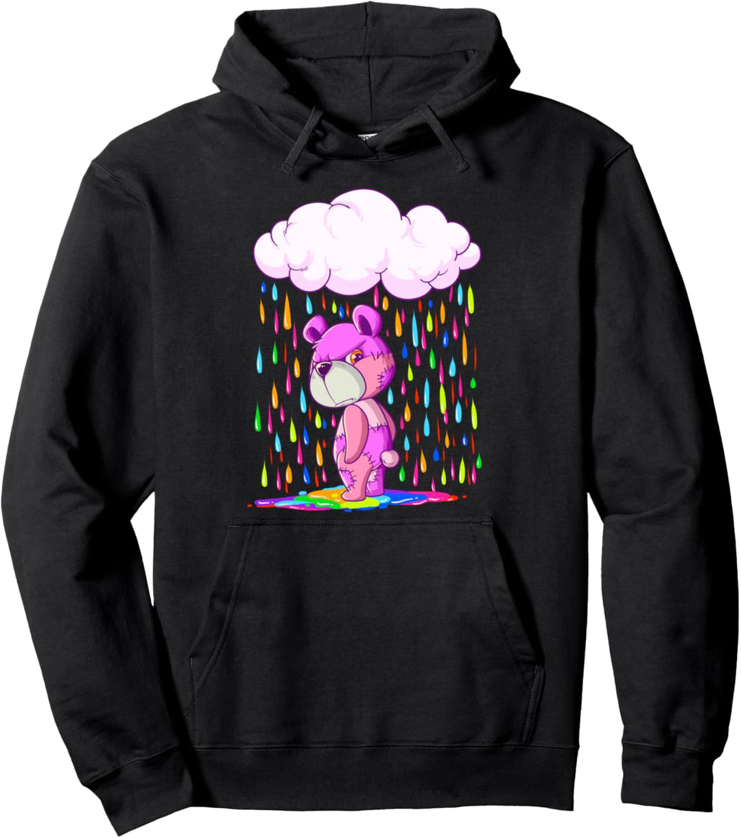 Rain On Teddy Gothic Gift Pastel Goth Pullover Hoodie