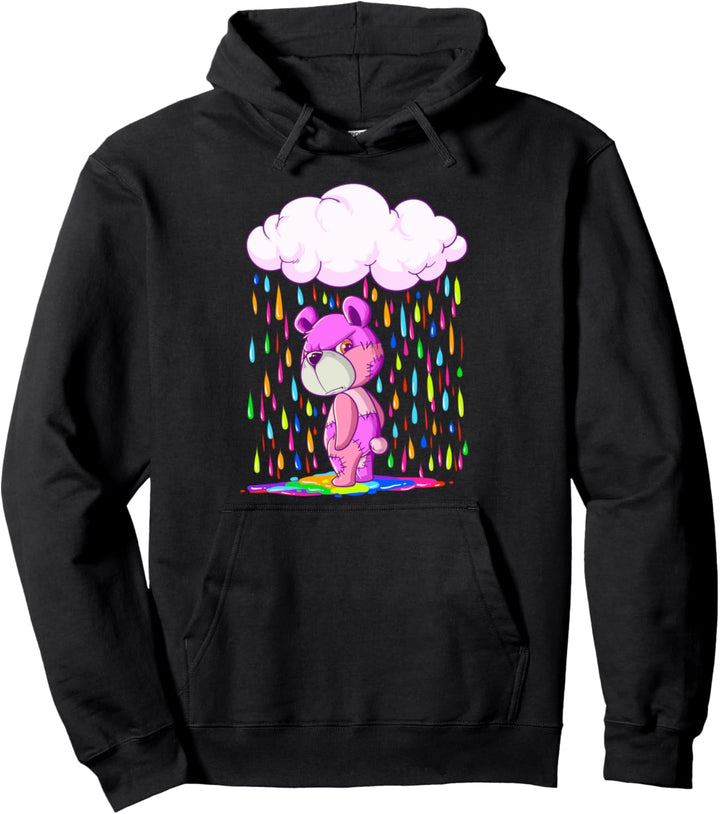 Rain On Teddy Gothic Gift Pastel Goth Pullover Hoodie