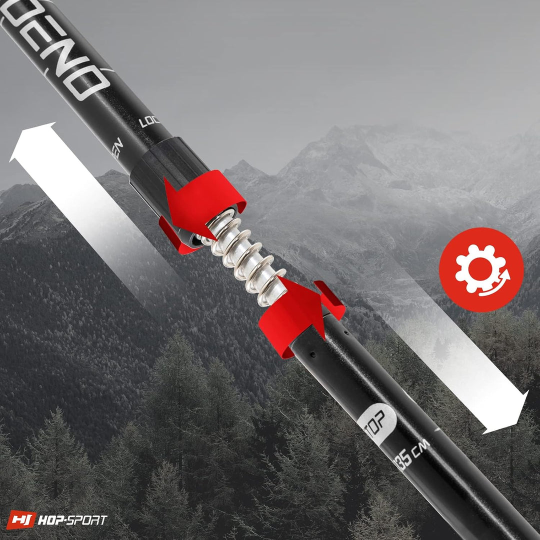 Hop-Sport Trekkingstöcke HS-0135TP Nordic Walking Wanderstöcke Set Anti Schock Teleskop Schwarz, Sch