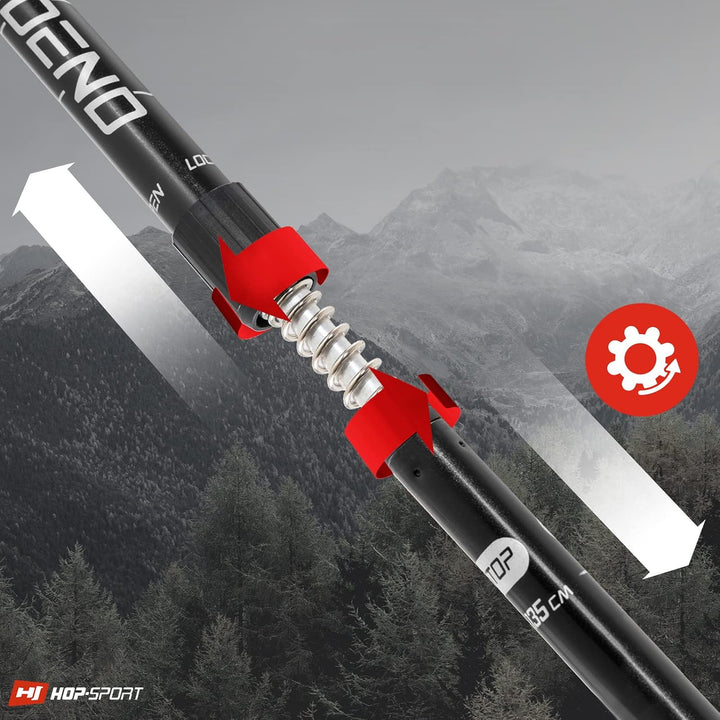 Hop-Sport Trekkingstöcke HS-0135TP Nordic Walking Wanderstöcke Set Anti Schock Teleskop Schwarz, Sch