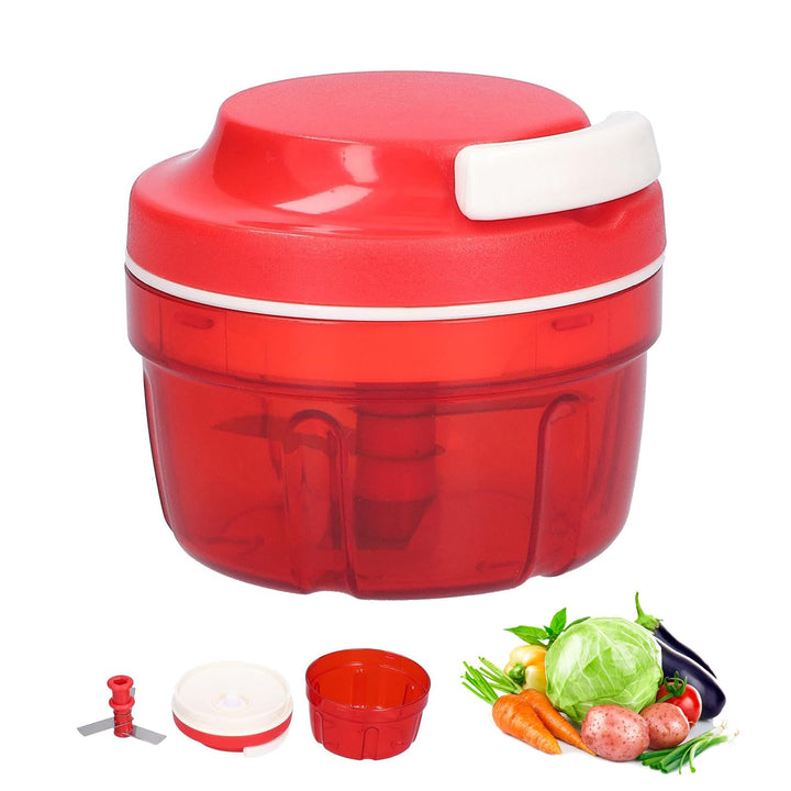 Zwiebelschneider, Zwiebelschneider mit Seilzug, 300ML Rot Zwiebel Zerkleinerer, Manuell Gemüseschnei