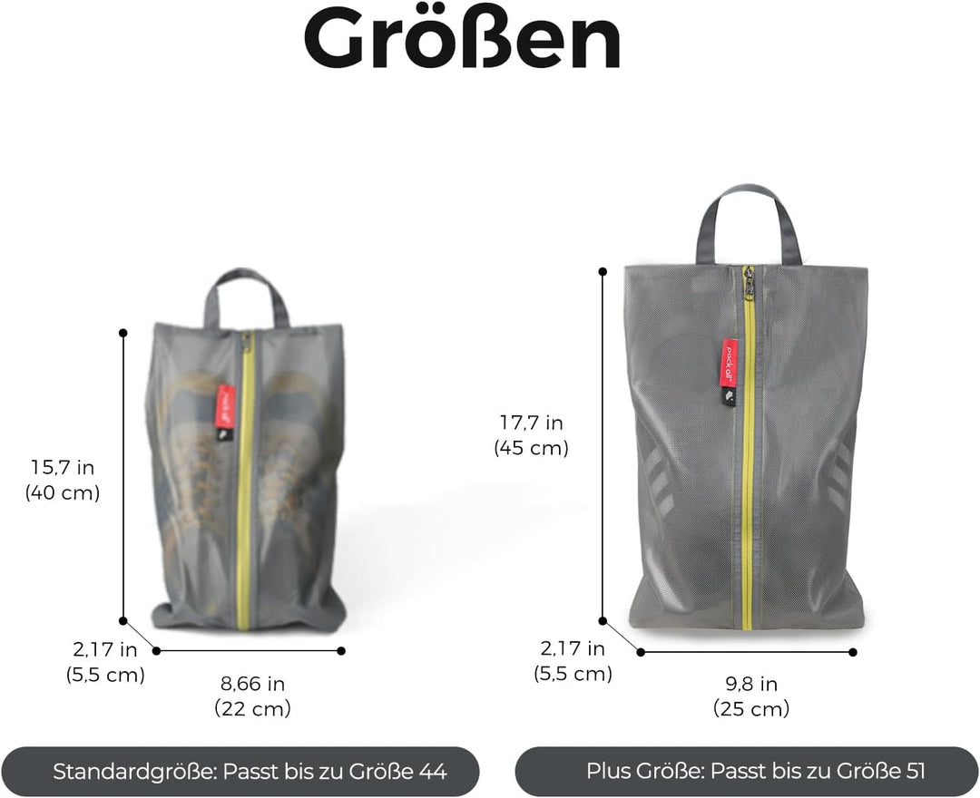 pack all Wasserfeste Reise Schuhbeutel, Schuhorganizer, Schuhtasche mit Reissverschluss, für Männer