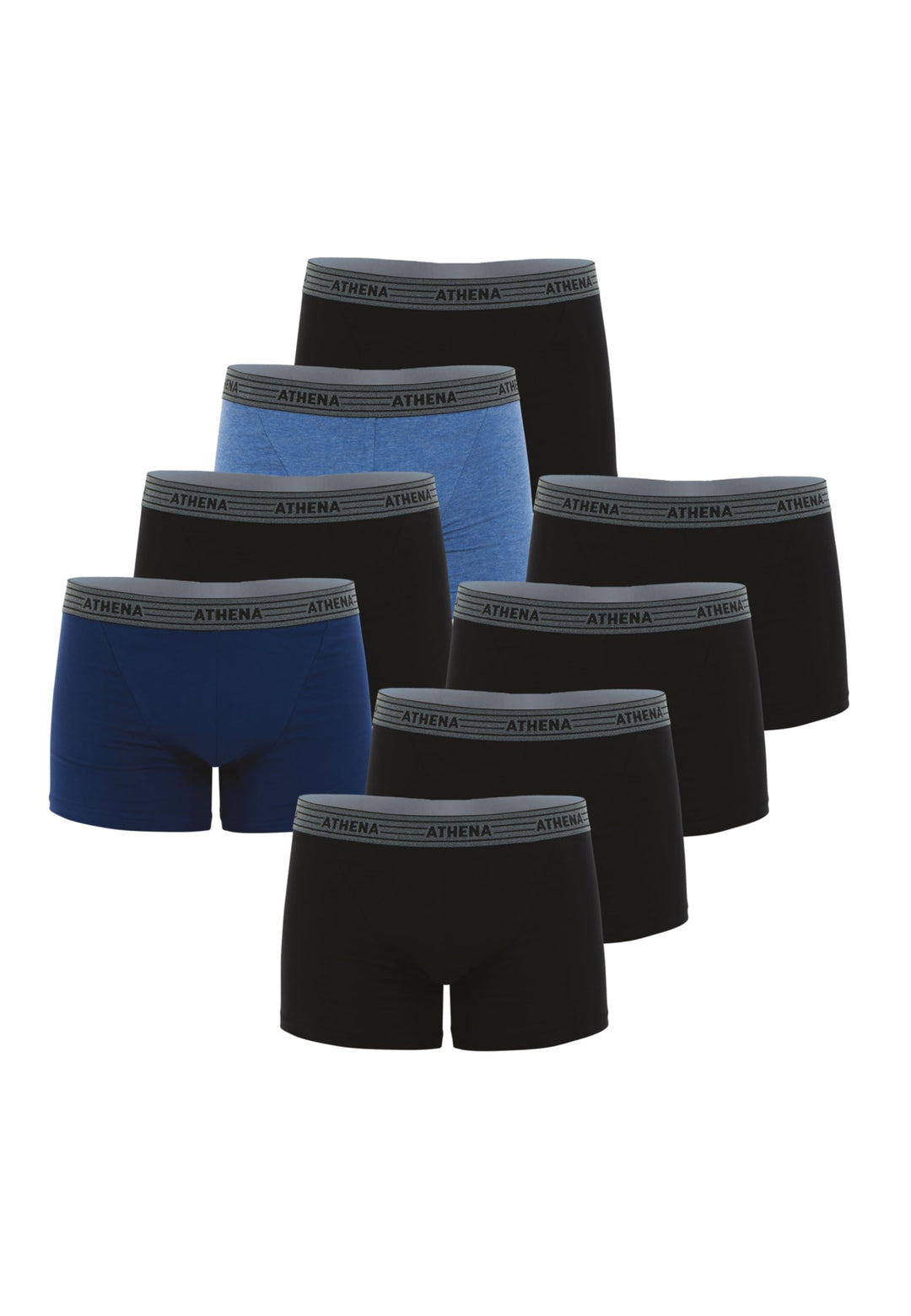 Athena Herren Promo Basic Coton Boxershorts (8er Pack) S Mehrfarbig (Noir/Noir/Noir/Noir/Bleu/Noir/B