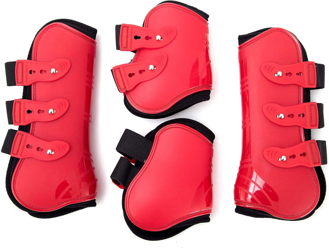 Merauno® Gamaschen Pferde 4er Set Sehne Schützer Fetlock Pferdesprungschutz Vorne Hinter Paar Robust
