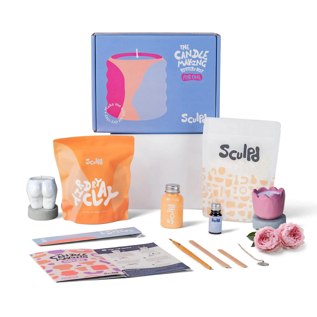 Sculpd Töpferei-Kit zur Kerzenherstellung mit lufttrocknendem Ton | Anfänger Starter-Kit zur Kerzenh