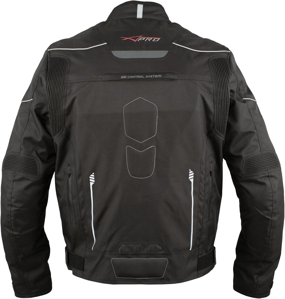 A-Pro Textil Motorrad Jacke Wasserdichte CE Protektoren Reflektirende Sport S Schwarz, S Schwarz