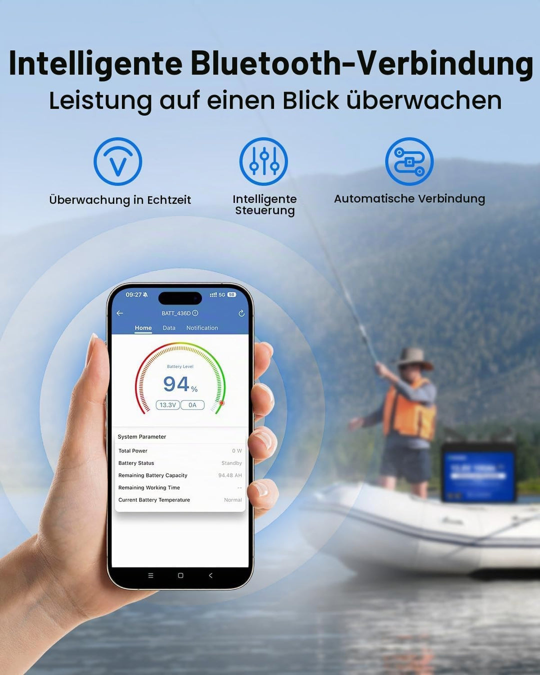 DCHOUSE 12V 100Ah LiFePO4 Batterie mit 10A Batterie Ladegeräte, Verbessertes 100A BMS, Bis zu 15000