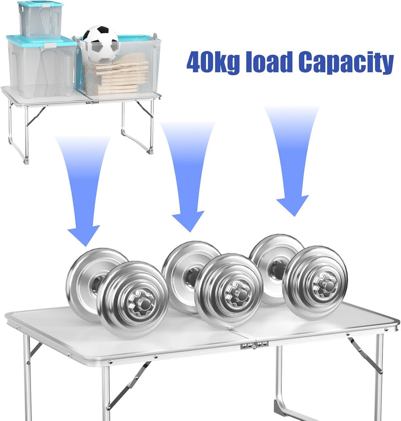 Bowose Klapptisch 60 x 40cm Aluminium Betttisch Frühstückstablett mit Füssen, Campingtisch 40KG Bela